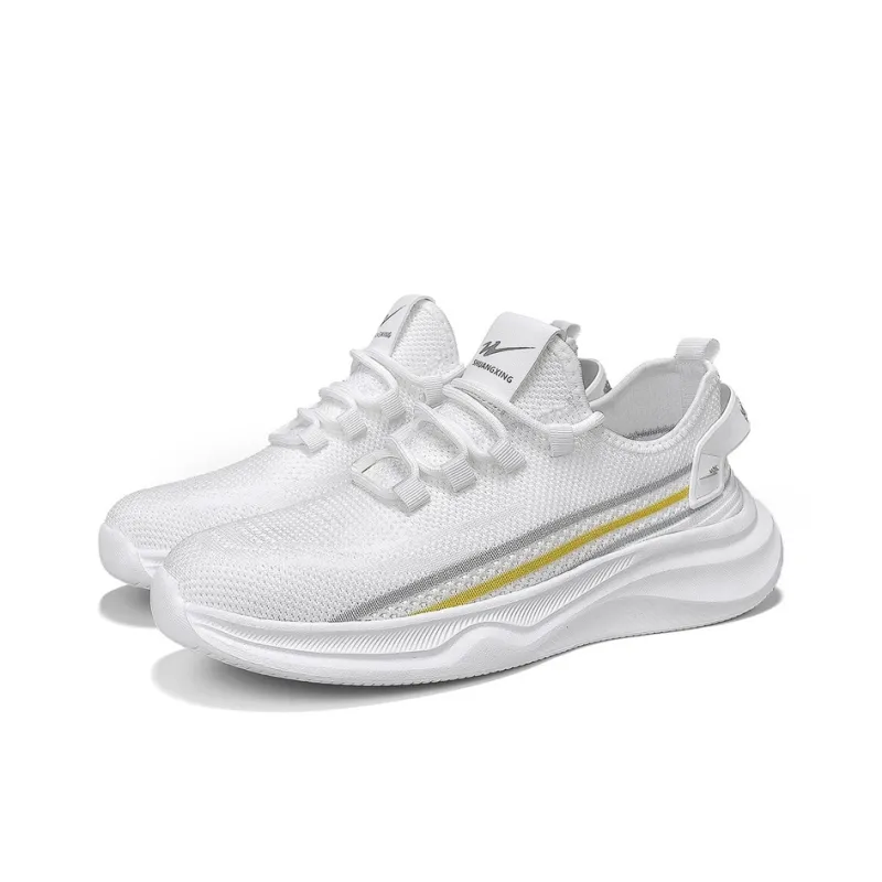 Binary Cushioning Rebound Height Increasing Lightweight Breathable Low Top Running Shoes Men's White-2