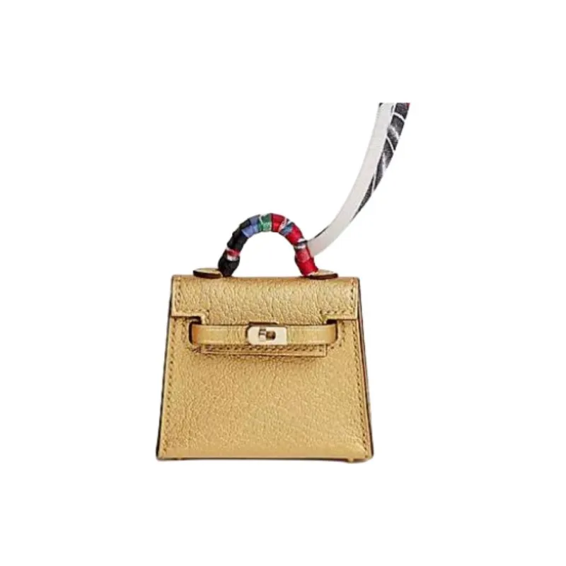 HERMES Kelly Twilly Chamkilight Goatskin Bag Accessory Women's Gold-1