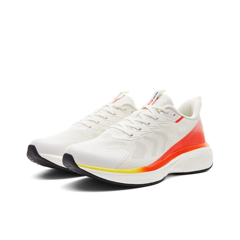 PEAK Abrasion Resistant Rebound Support Low Top Running Shoes Men's White Orange-4