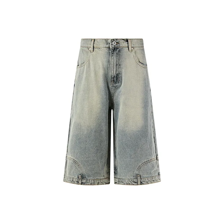 KREATE DENIM Washing Process Series Straight Fit Denim Shorts 7/8 Length Unisex-0
