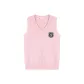 Light Pink Knitted Fabric Sweater Tank Top with "S" Letter Badge