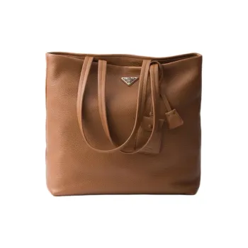 PRADA Leather Tote Bag, Shopping Bag, Handbag Women's Coffee