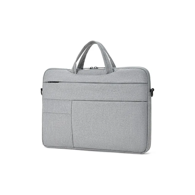 BOSTANTEN Fabric Briefcase Men's Light Gray/Lake Blue-1