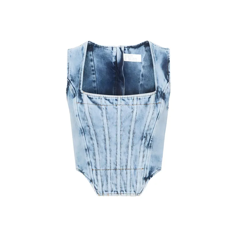 GIUSEPPE DI MORABITO Denim Corset Top-0