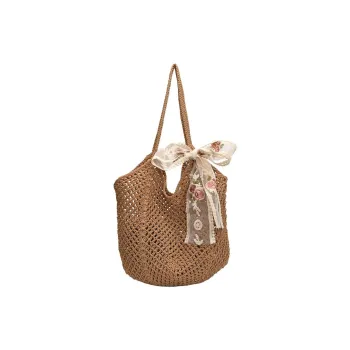 RKM Straw Woven Shoulder Bag Regular Women's Khaki/Beige