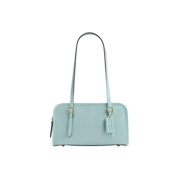 COACH SWING Cow Leather Shoulder Bag Medium Size Women's Light Blue