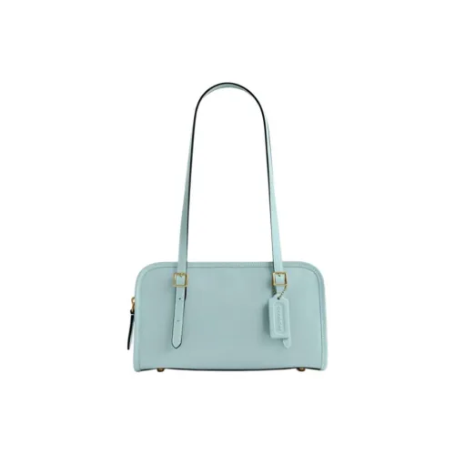 COACH SWING Cow Leather Shoulder Bag Medium Size Women's Light Blue