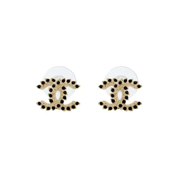 CHANEL Alloy Stud Earrings Women's Black