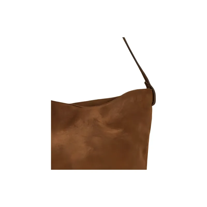 ARKET Cow Leather Bucket Bag, Shoulder Bag Medium Size Women's Brown-2