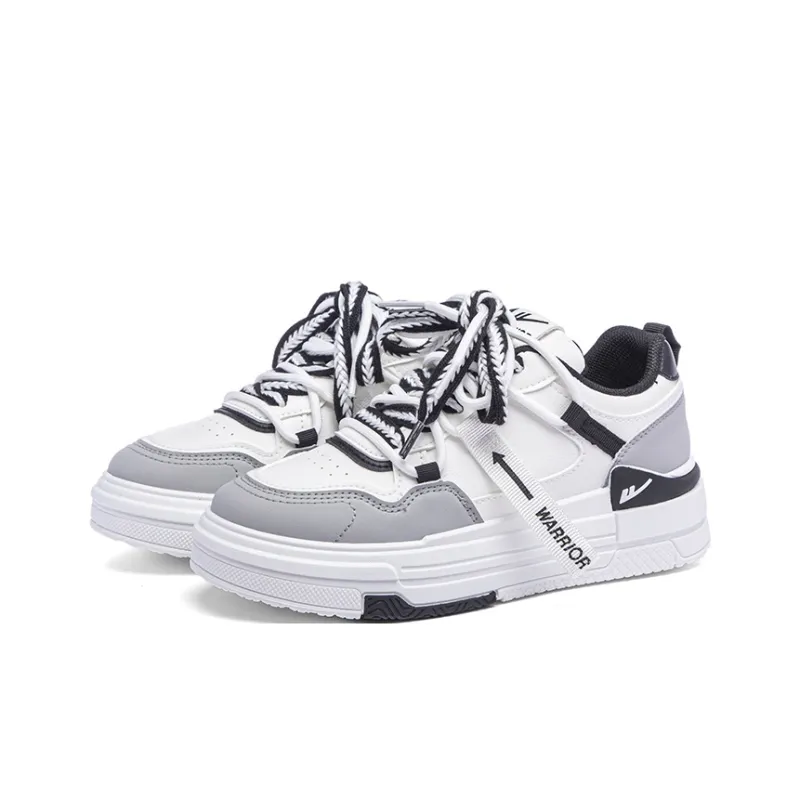 Warrior Abrasion Resistant Breathable Height Increasing Low Top Skateboard Shoes Women's Greige Black-2
