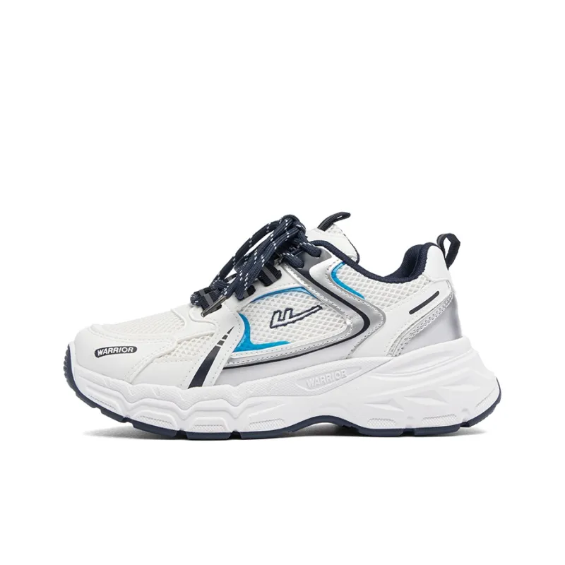 Warrior Breathable Height Increase Low Top Casual Running Shoes Women's White Gray Dark Blue-0
