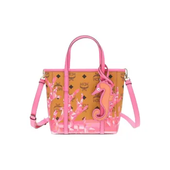 MCM Toni Visetos Intertwined Letter Canvas Tote Bag, Shopping Bag, Shoulder Bag, Handbag Mini Women's Pink