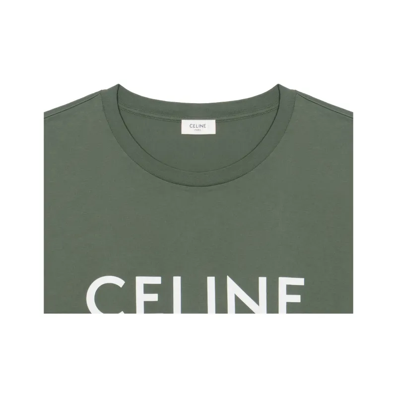 CELINE T Shirt Men's Cream Green-8