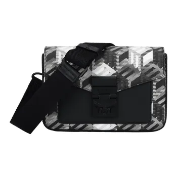 MCM Coated Canvas With Cow Leather Crossbody Bag Small Size Unisex Black