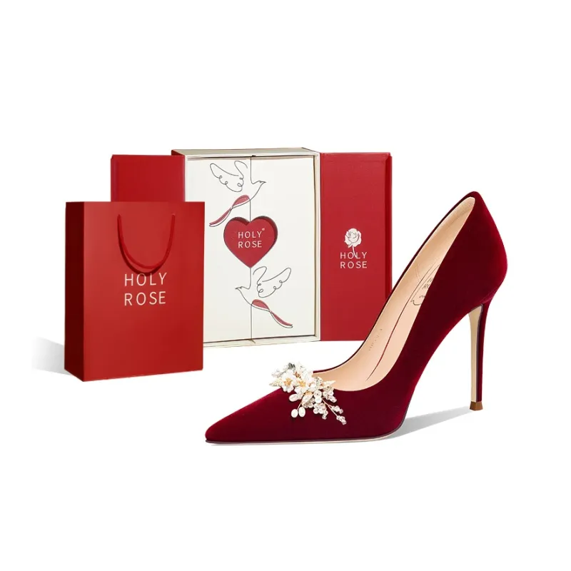 Holy Rose Slim Heel High Heels Women's Burgundy-0