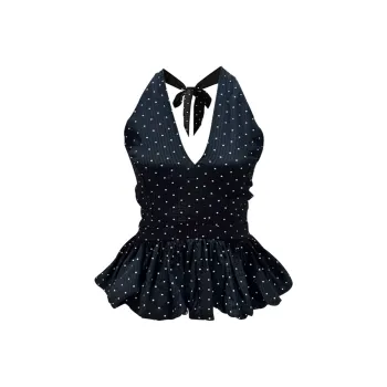 AINUOERMY Tank Top Women's Black Polka Dot
