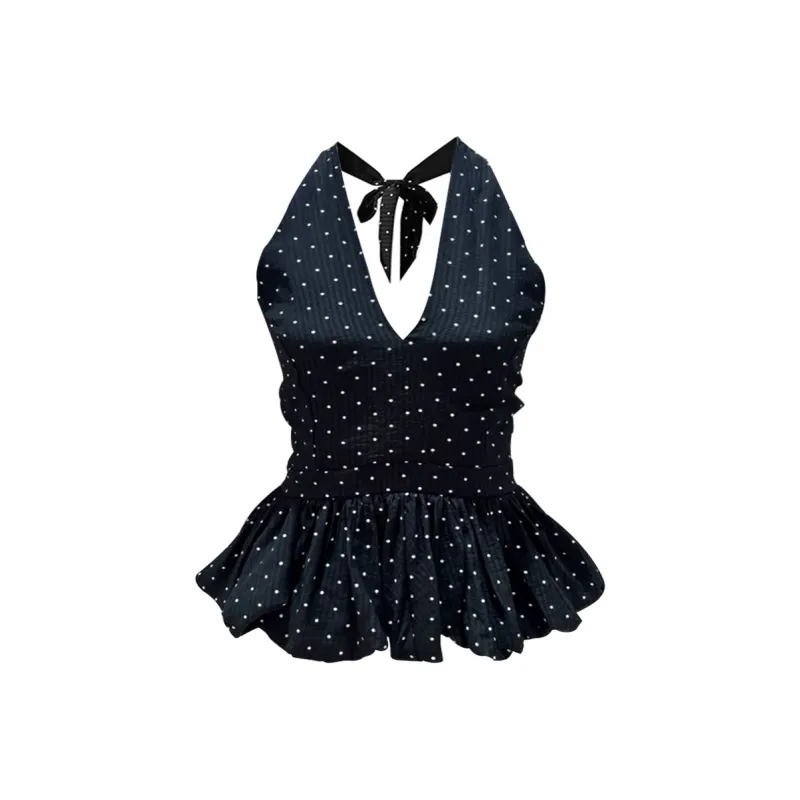 AINUOERMY Tank Top Women's Black Polka Dot-0