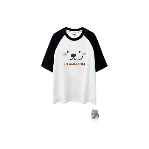 ZUOLANGGENU Raglan Sleeve T Shirt Women's CJT3502 White & Navy Blue Sleeves