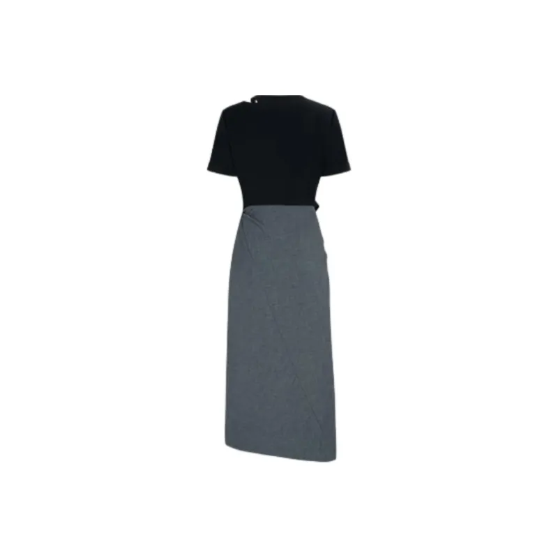 IDPAN Short Sleeved Dress Women's Black Gray-1