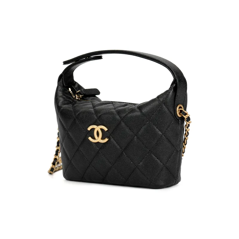 CHANEL Cow Leather Handbag Women's Black-1