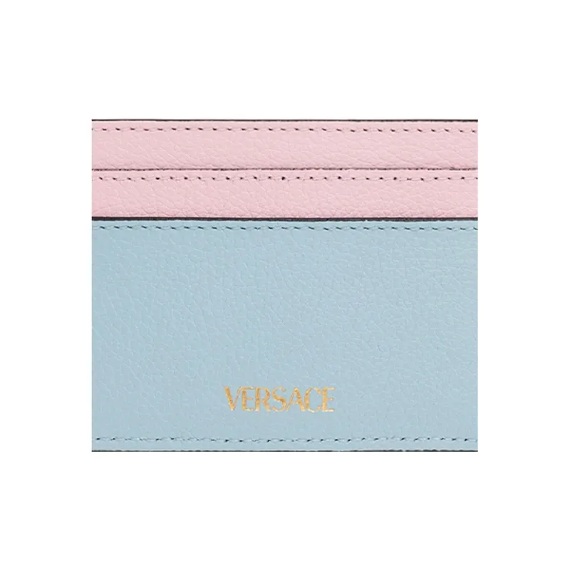 FANSIZHE Leather Card Holder Women's Blue Pink-3