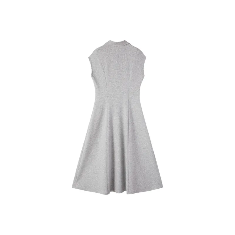 XIANGYING Short Sleeved Dress Women's Light Gray-1
