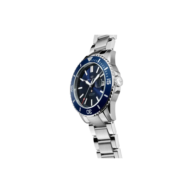 Sea Gull Ocean Series Automatic Mechanical Movement Steel Strap Watch Men's Watches Blue Dial-5