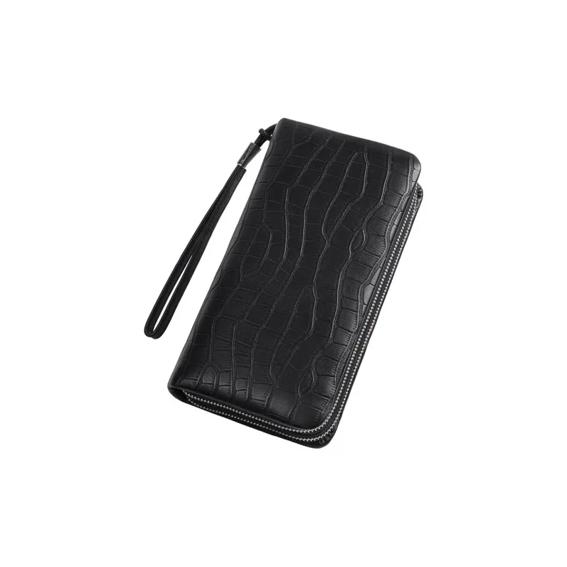LARTIGENT Top Grain Cow Leather Money Clip Multiple Card Slots Clutch Wrist Bag Wallet Men's Black-2