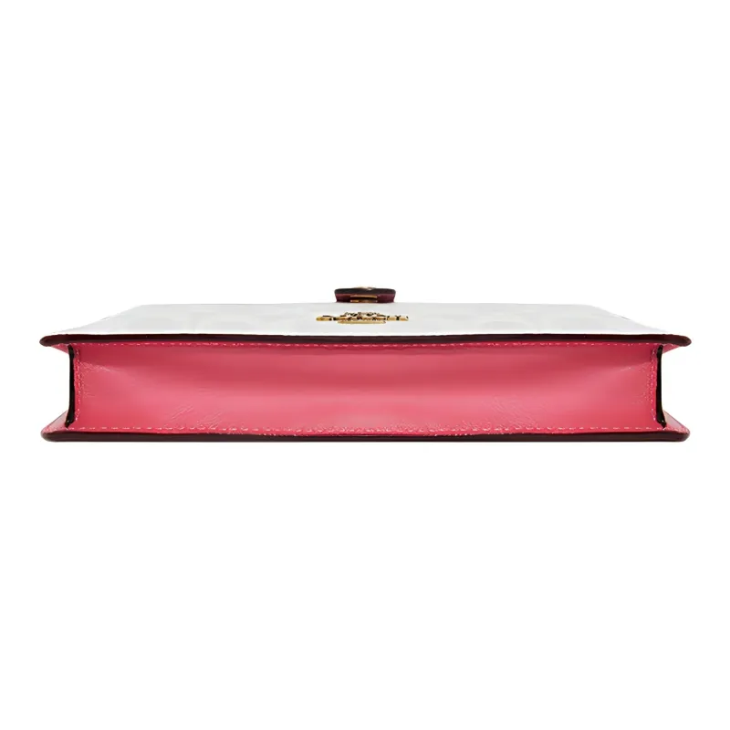 COACH Noa Pop Up Canvas Clutch, Shoulder Bag, Crossbody Bag Small Size Women's Chalk White Rose Red-4