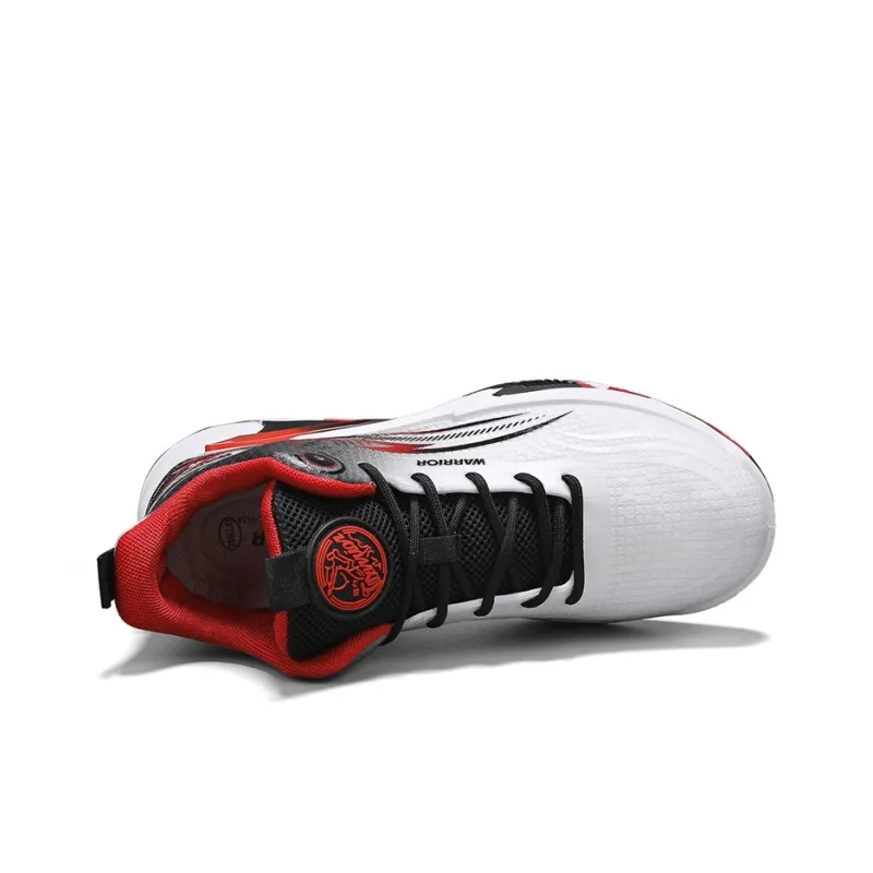 Warrior Coverage Height Increasing Lightweight Breathable Slip Resistant Low Top Basketball Shoes Men's White Black Red-2