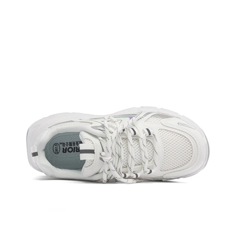 Warrior Breathable Height Increase Low Top Casual Physical Fitness Test Physical Exam Running Shoes Women's White Gray-3