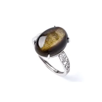 Lingfei Natural Obsidian Rings Unisex
