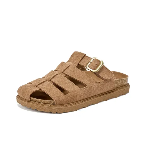 La Chapelle Rubber Sole Abrasion Resistant Slip Resistant Quick Dry Closed Toe Slippers Women's Brown