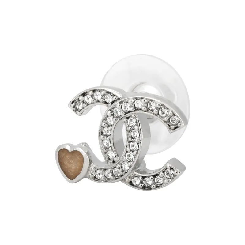 CHANEL Alloy Silver Plated Gold Plated Stud Earrings Women's Pink-1