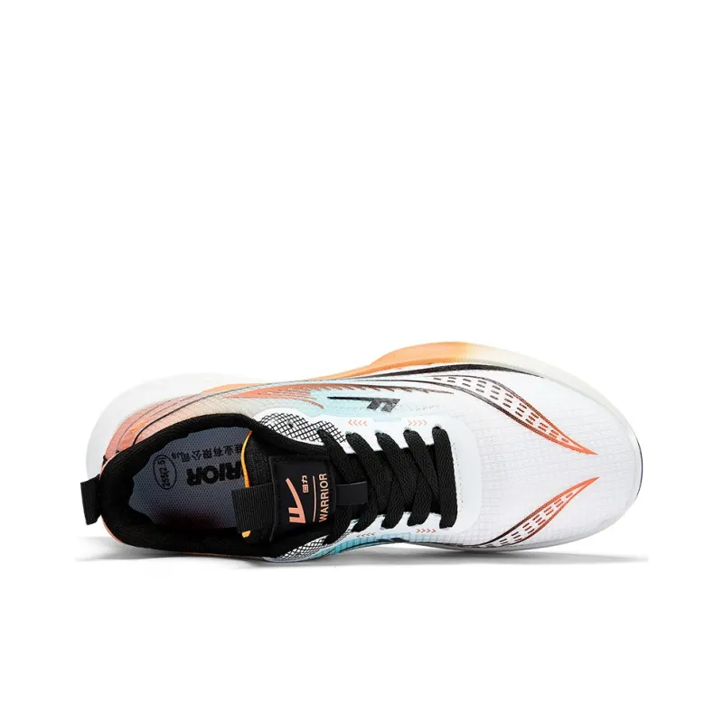 Warrior Low Top Running Shoes Men's White Lake Blue Orange-2