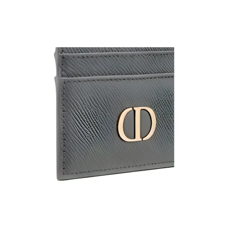 DIOR 30 Montaigne Grained Calfskin Card Clip Card Holder Women's Gray-4