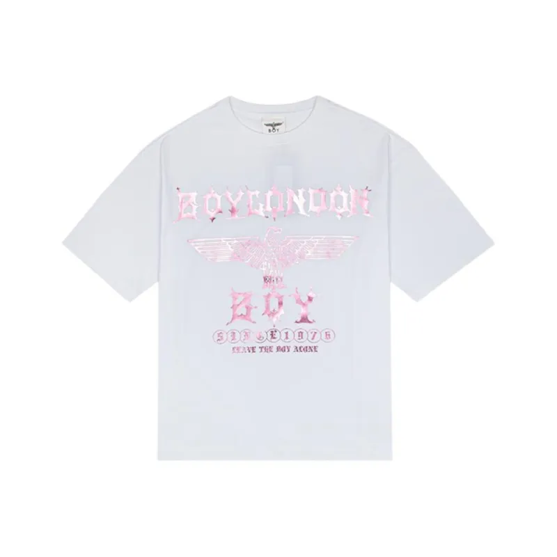 Boy London T Shirt Unisex White Print Pink-0