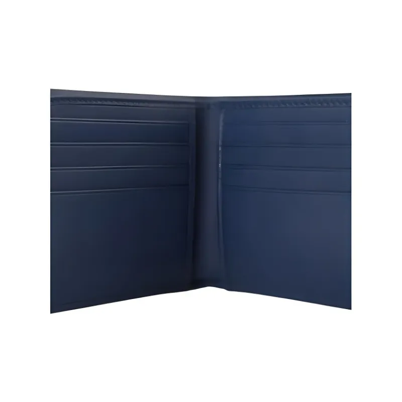 GUCCI Patent Leather Patchwork Leather Cropped Double Fold Wallet Men's Black/Blue-3