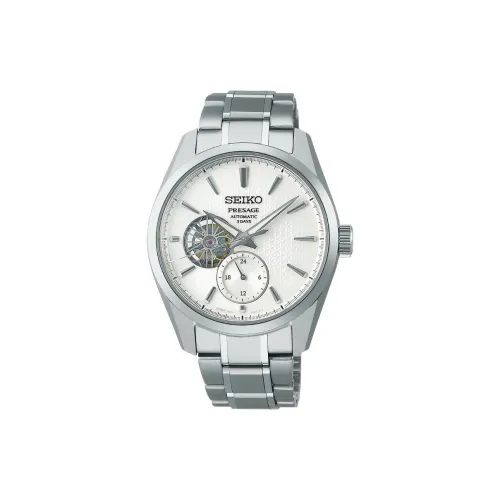 SEIKO Sharp Edged Collection Automatic/Manual Mechanical Movement Stainless Steel Strap Watch 40.2mm Unisex White Dial