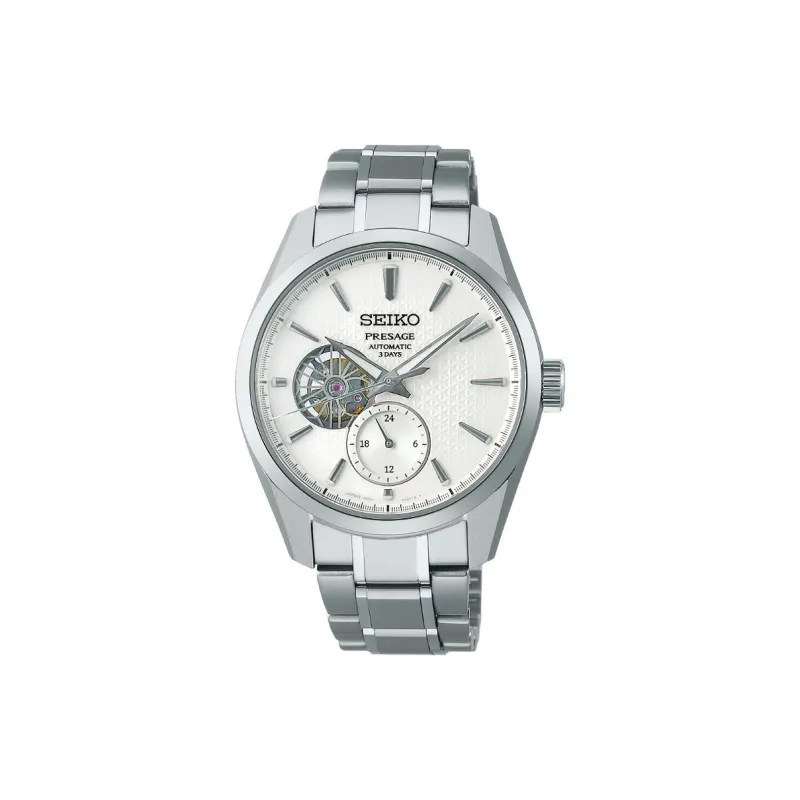 SEIKO Sharp Edged Collection Automatic/Manual Mechanical Movement Stainless Steel Strap Watch 40.2mm Unisex White Dial-0
