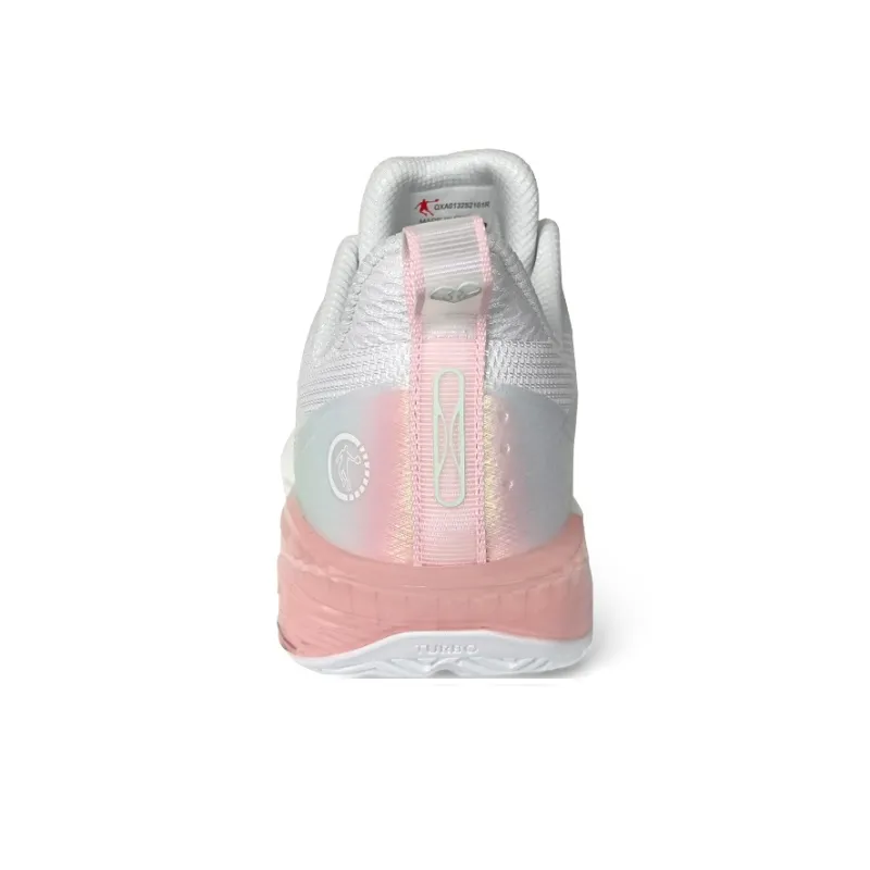 QIAODAN FE3.0 Mismatched Cushioning Grip Anti Twist Breathable Slip Resistant Low Top Basketball Shoes Men's Pink Green-4