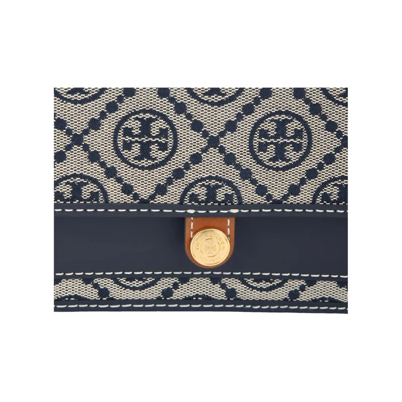TORY BURCH T Monogram Leather Trim Shoulder Bag Crossbody Bag Women's Marine Blue-3