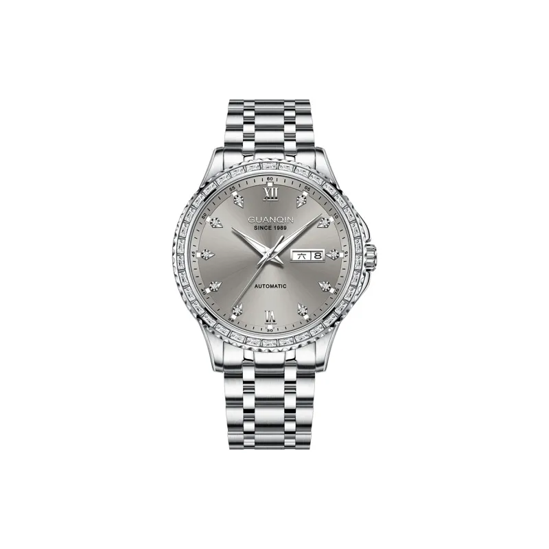 GUANQIN Automatic Mechanical Movement Stainless Steel Watchband Watch Men's Watches Black Dial-12