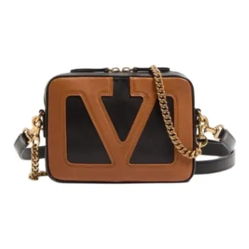 Valentino Sheepskin Shoulder Bag, Crossbody Bag Trumpets Women's Black & Brown