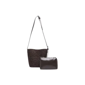 Single Warehouse PU Shoulder Bag Women's Leopard Print Coffee/Black