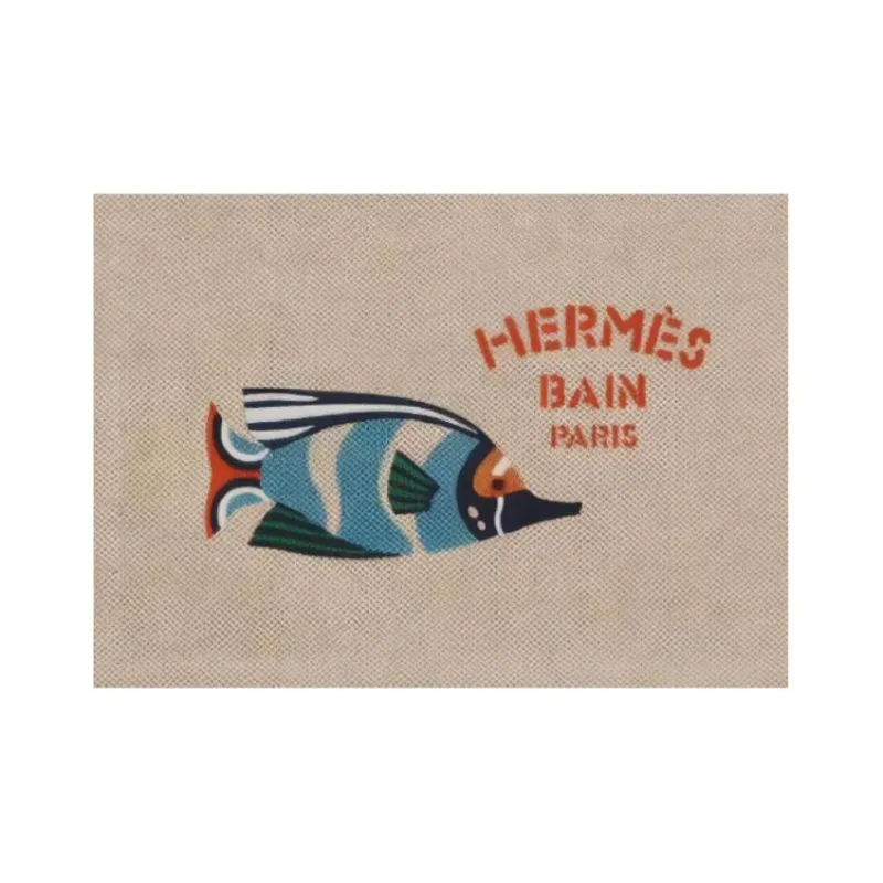 HERMES Traffic Jam Canvas Clutch Women's Beige Yellow-3