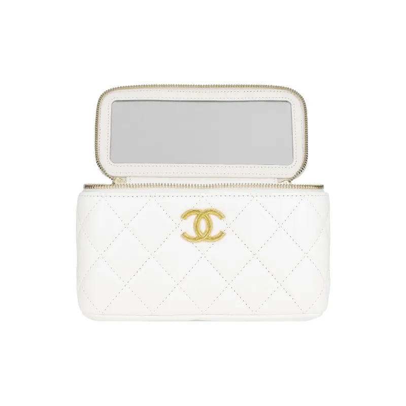 CHANEL Sheepskin Little Golden Pillar Golden Ball Crossbody Bag, Shoulder Bag Women's White-4