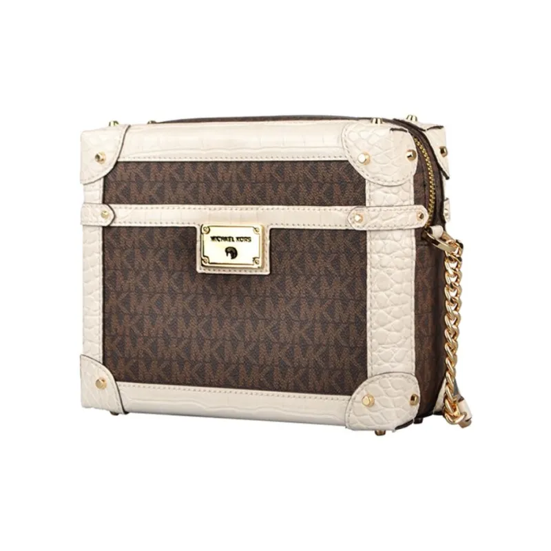 MICHAEL KORS MICHAEL KORS Handbag Collection Heodora PVC Box Bag, Shoulder Bag Women's Brown & Ecru-1