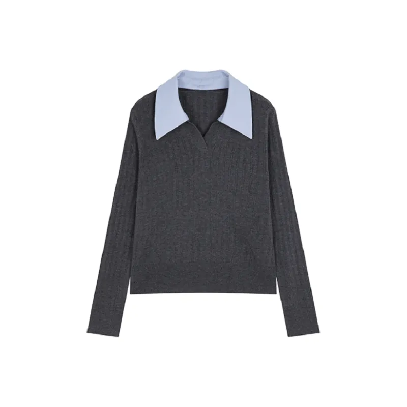 XWI Knitwear Women's Dark Gray & Sky Blue-0