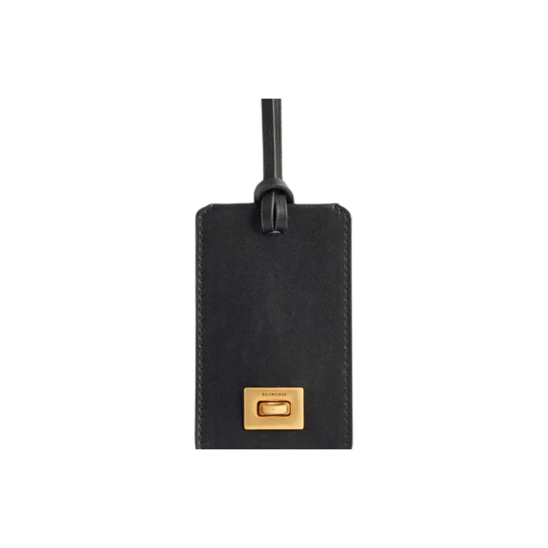 Balenciaga Rodeo Cow Leather Luggage Tag Women's Black-2